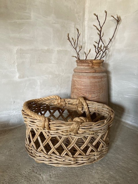 Rieten manden opengewerkt met touw - Afbeelding 4