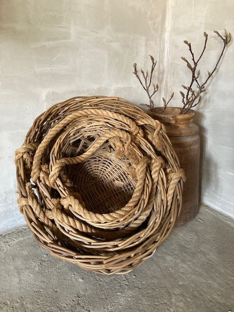 Rieten manden opengewerkt met touw - Afbeelding 3