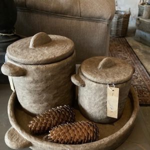 Stenen schaaltje linnen / taupe