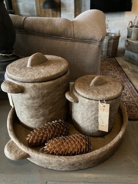 Stenen potjes linnen / taupe - Afbeelding 2