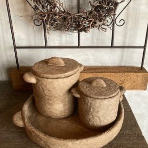 Stenen potjes linnen / taupe