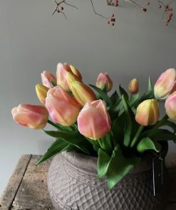 Tulpen kunst wit-geel/roze