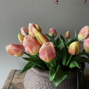 Tulpen kunst wit-geel/roze