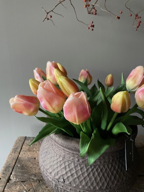 Tulpen kunst wit-geel/roze