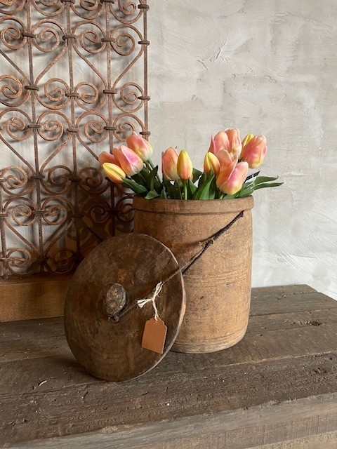 Houten kruik met deksel -A-