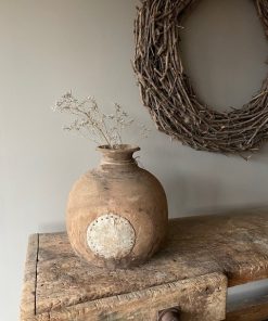 Bolle houten kruik -XX- ijzeren detail