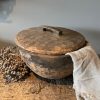 Nepalese oud houten Pot met deksel - 1 -