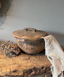 Nepalese oud houten Pot met deksel - 1 - - Afbeelding 4
