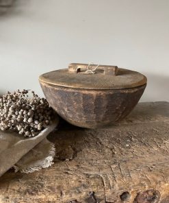 Nepalese oud houten Pot met deksel - 2 - - Afbeelding 3