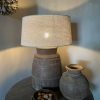 Stoere lamp met linnen kap