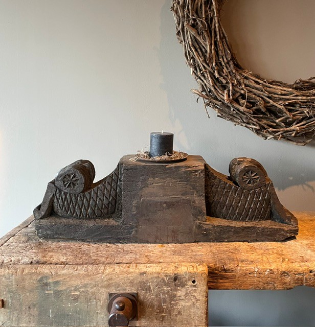 Uniek Houten Ornament Kandelaar Luksa - Afbeelding 2