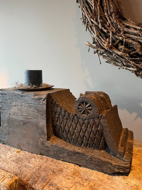 Uniek Houten Ornament Kandelaar Luksa - Afbeelding 3