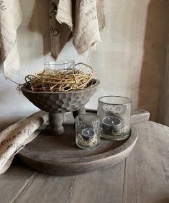 Stoere ronde serveerplank met handvat