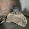 Stoere houten kandelaar