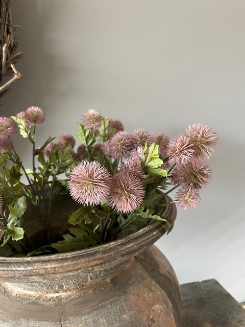Boeket kunstbloemen, pompon mila zacht roze, lgt. 56 cm - Afbeelding 2