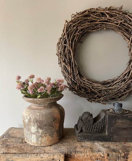 Boeket kunstbloemen, pompon mila zacht roze, lgt. 56 cm
