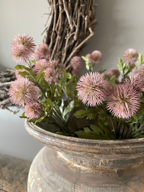 Boeket kunstbloemen, pompon mila zacht roze, lgt. 56 cm - Afbeelding 4
