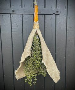 Toef 2 stuks kunst Dadeltak bes groen 60 cm - L - met linnen doek
