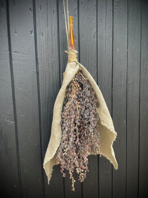 Toef 2 stuks kunst Dadeltak bes bruin 60 cm - L - met linnen doek - Afbeelding 3