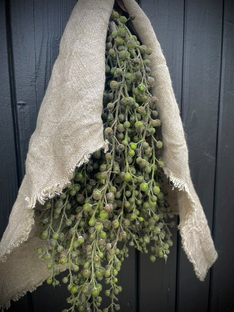 Toef 2 stuks kunst Dadeltak bes groen 60 cm - L - met linnen doek - Afbeelding 2