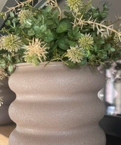 Taupe potje met kunst groen SET