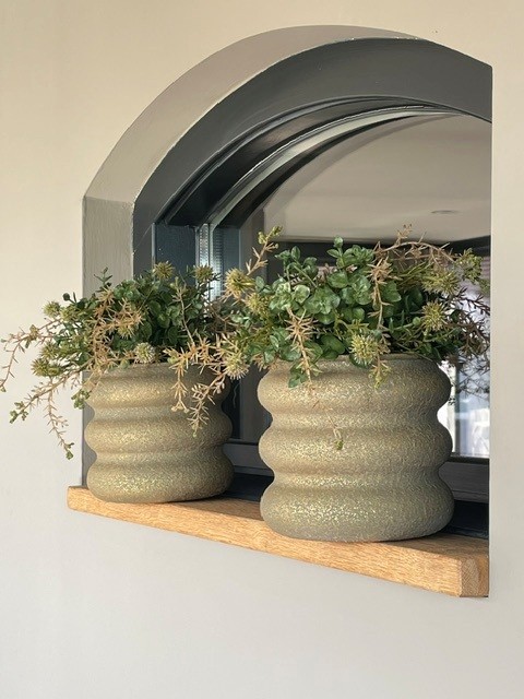 Brons/goud potje met kunst groen SET